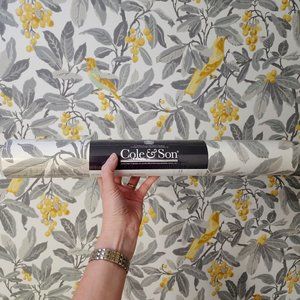 ONE unopened roll GORGEOUS Cole & Son 🌿 Royal Garden 🌿 wallpaper - grey/gold